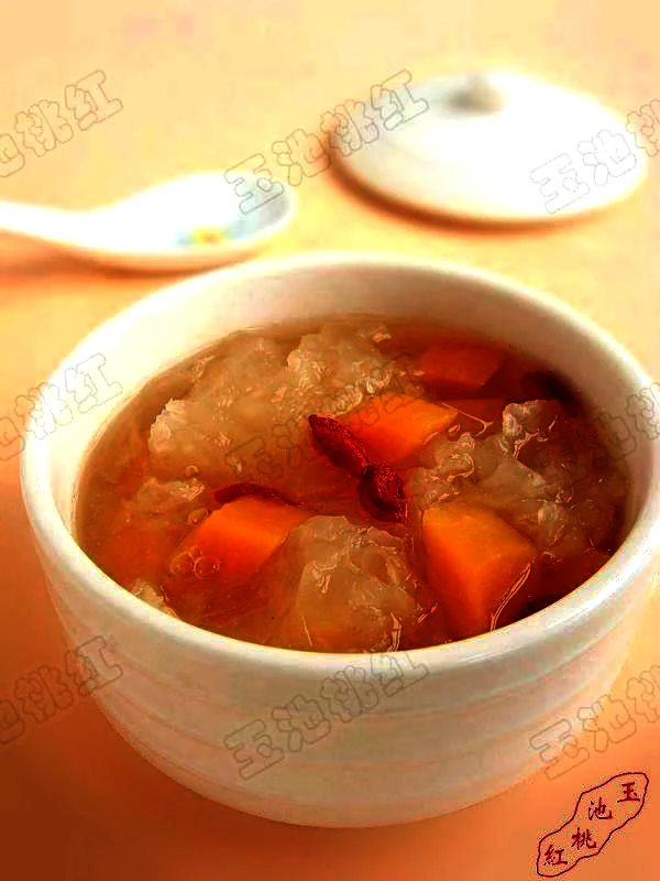 Finished dish photo of Sweet Potato, Tremella, and Goji Berry Soup