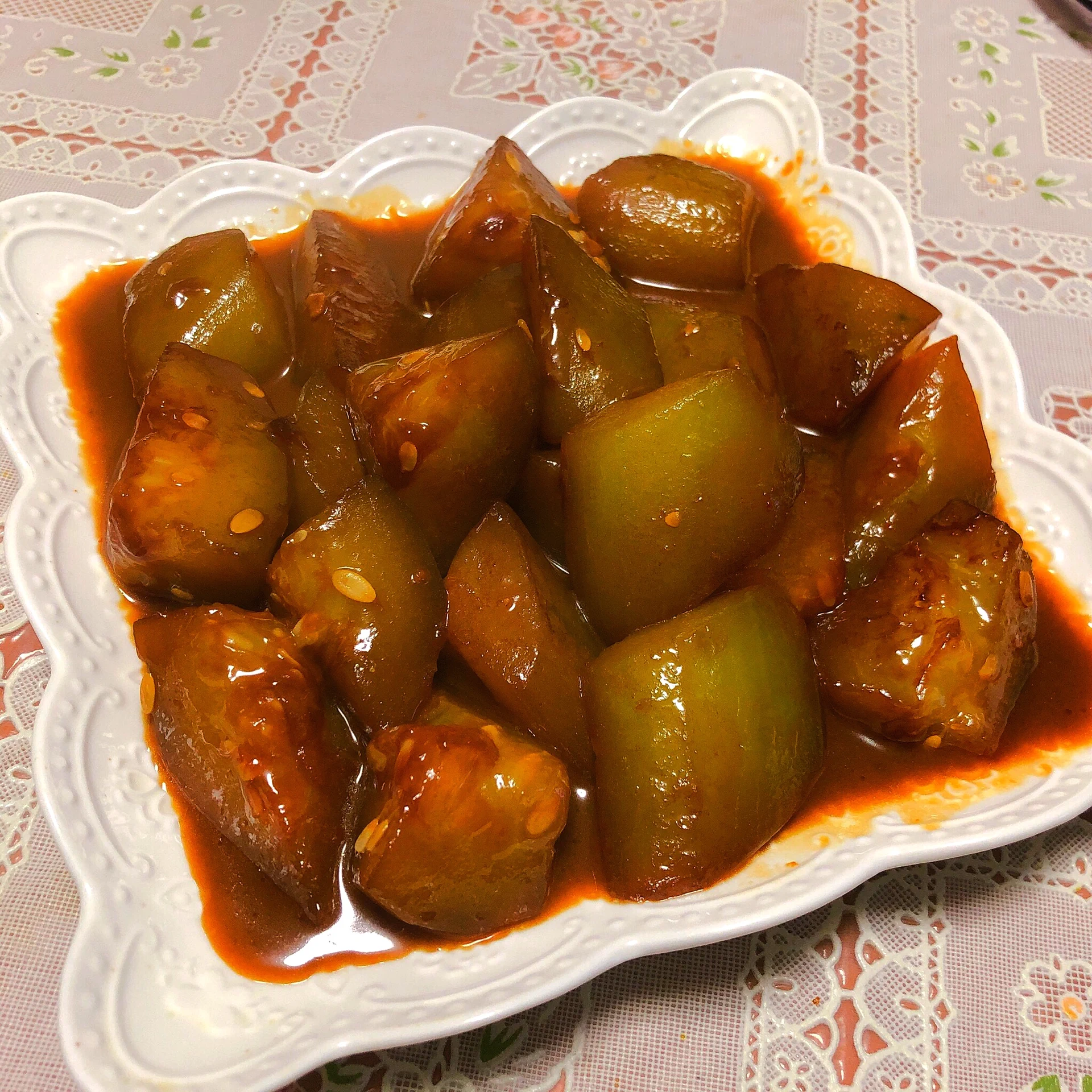 Foto del plato terminado de Pepino Grande Frito – Aún Más Delicioso que el Cerdo Guisado