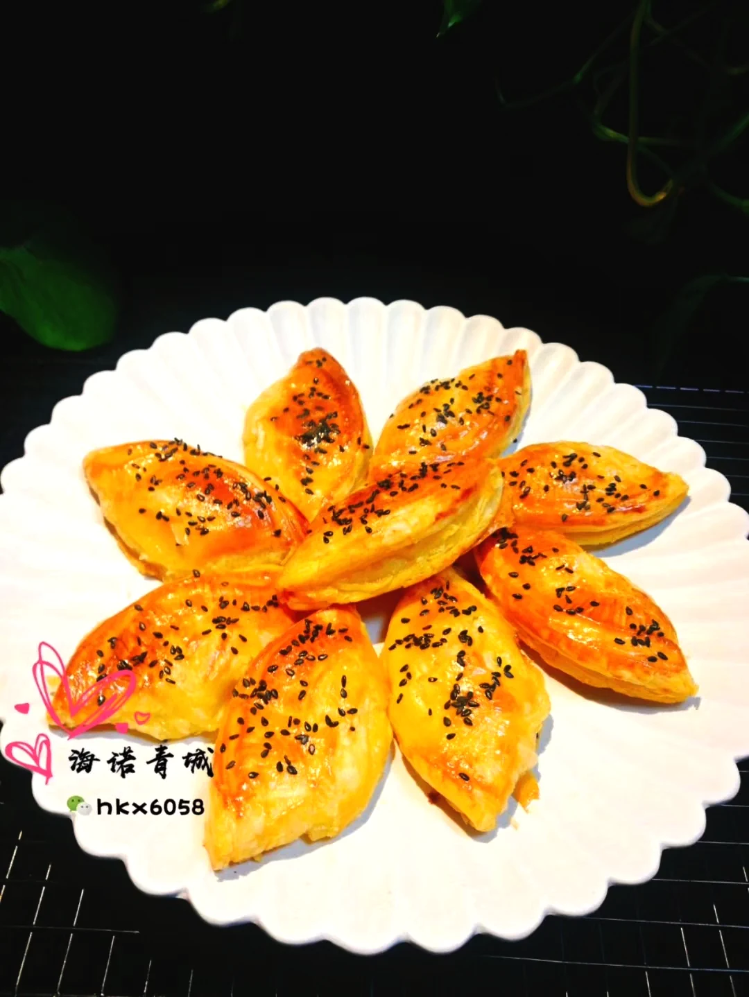 Foto del plato terminado de Empanadillas de durián estilo pastel de natillas de vainilla