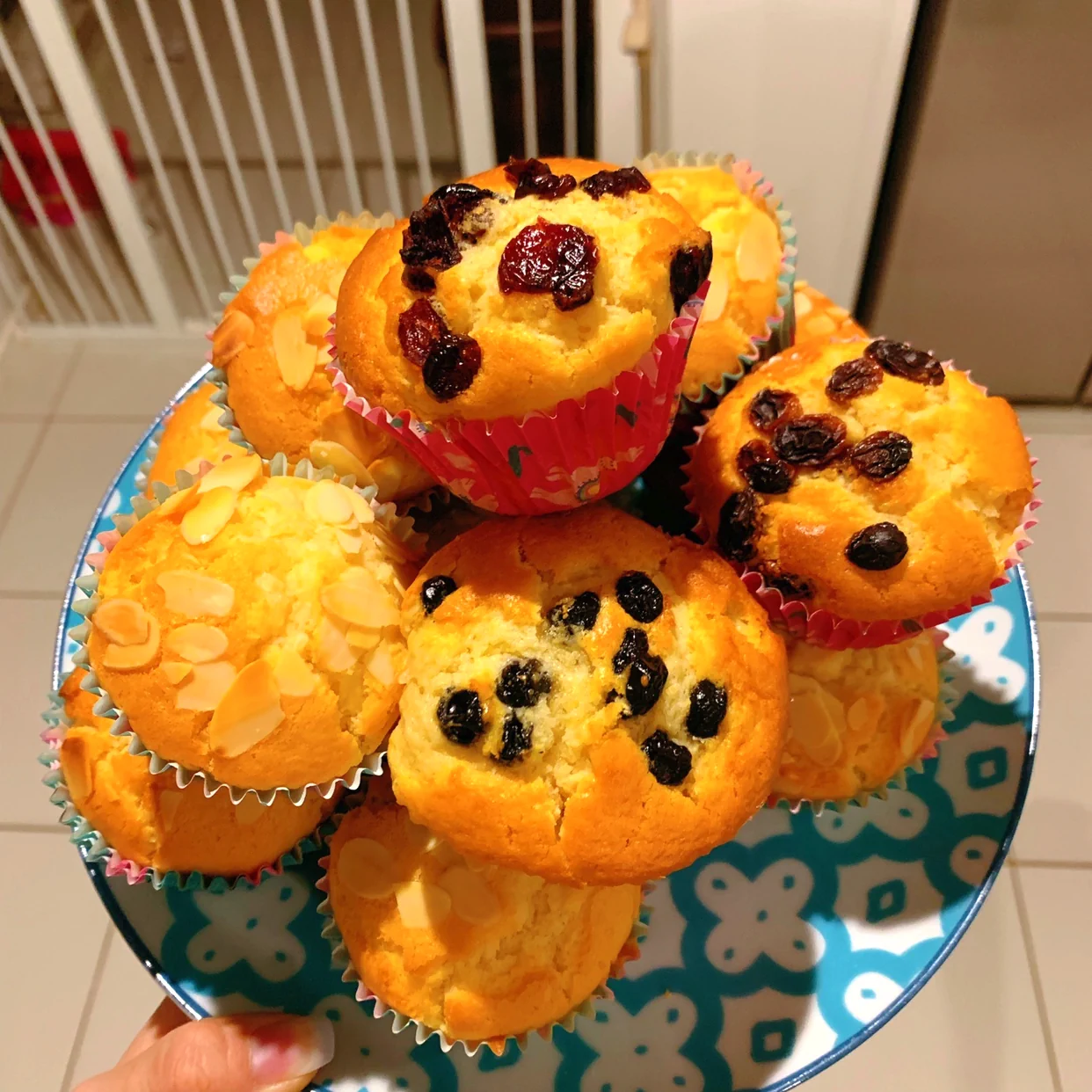 Finished dish photo of 10-Minute Family Low-Sugar Low-Calorie Breakfast Quick Coconut Milk Muffins with Coconut Flakes, Cherry, Cranberry, Blueberry, and White Mulberry