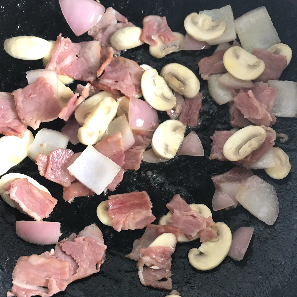 Espaguetis cremosos con champiñones y beicon - Step 3