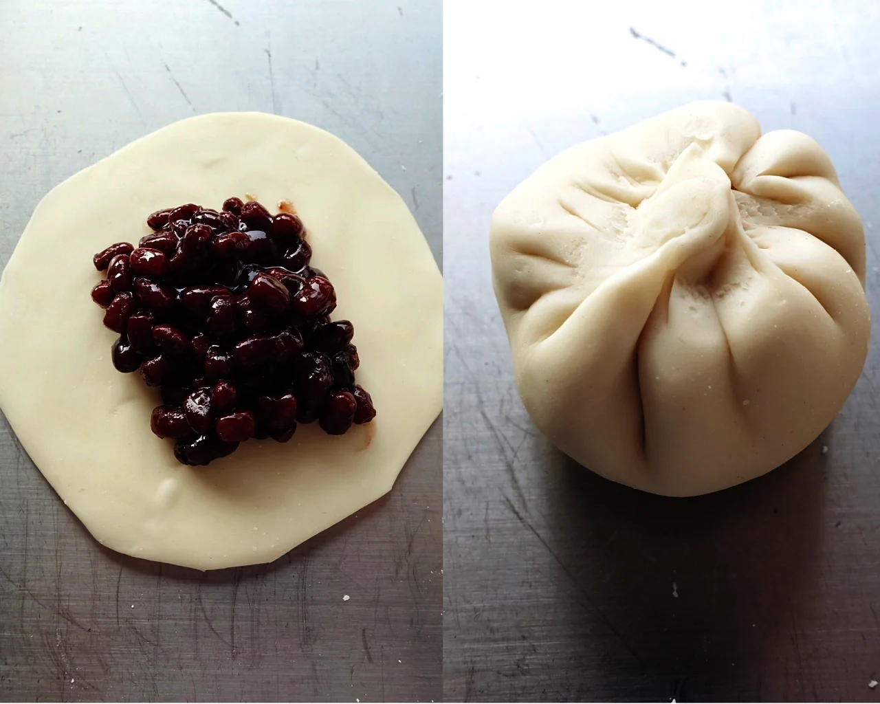 Panecillos de leche al vapor con judías rojas (una sola fermentación) - Step 4