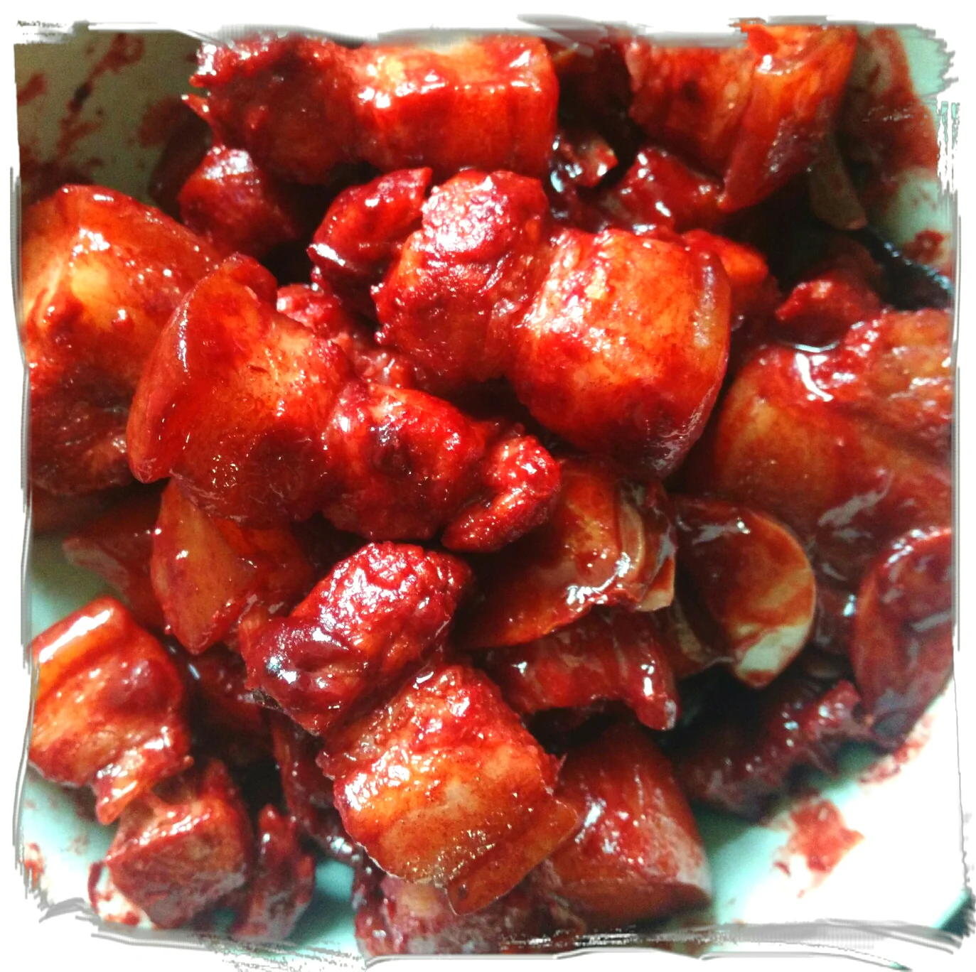 Foto del plato terminado de Tofu fermentado estofado con panceta de cerdo (versión sin agua ni aceite)
