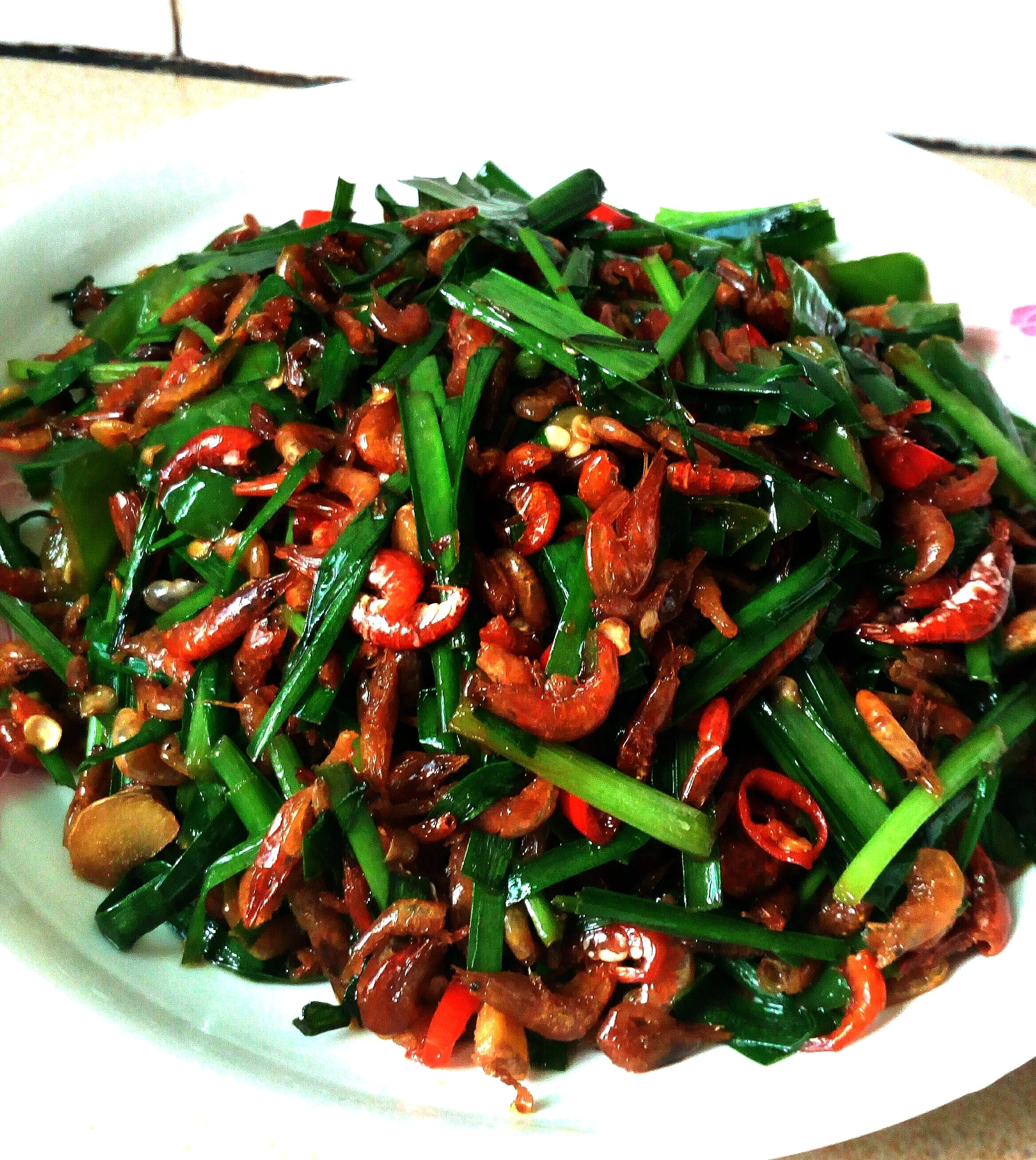 Finished dish photo of Stir-fried Chives with River Shrimp