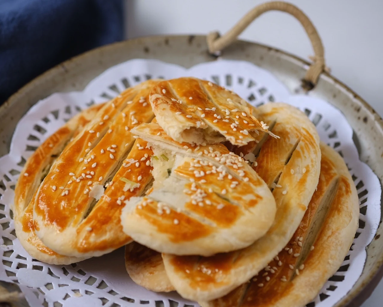 Photo du plat fini de Pâtisserie semelle à l'huile de ciboule (faible en huile et en sucre)