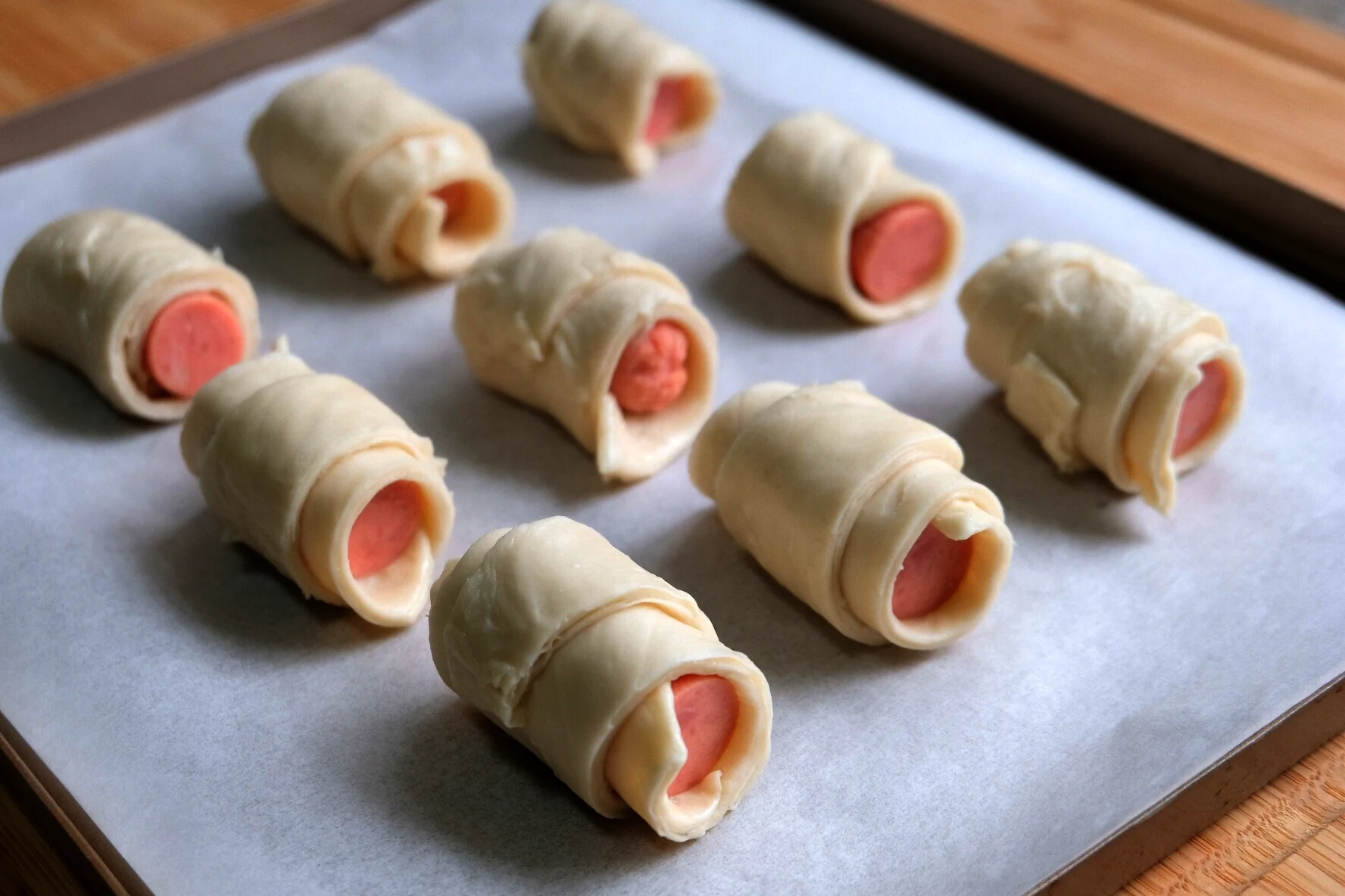 Rollitos de croissant con jamón hechos con paratha - Step 6