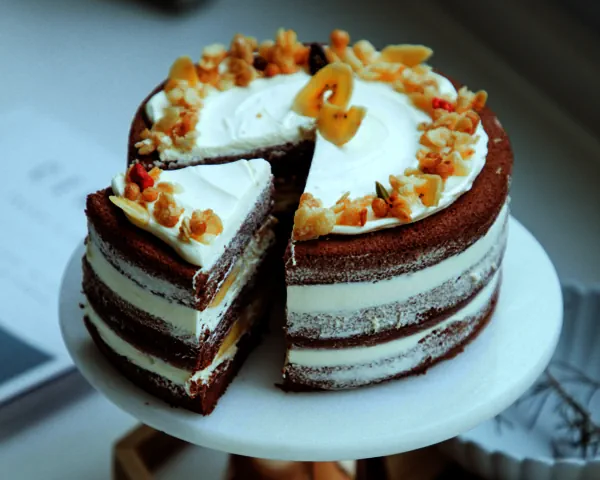 Fertiggestelltes Gericht von 《Tinrry+》Schokoladen- und Bananen-Chiffon-Naked-Kuchen (15 cm) ~ Reichhaltige Schokolade, weiche und süße Banane ~