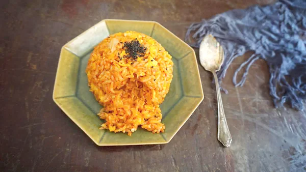 Foto del plato terminado de Arroz frito con kimchi