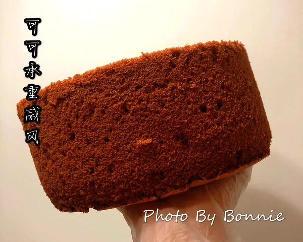 Foto del plato terminado de Chiffon de cacao estable – versión extra alta (molde de 15 cm y de 20 cm)