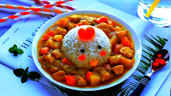 Foto do prato finalizado de Caril de frango com arroz