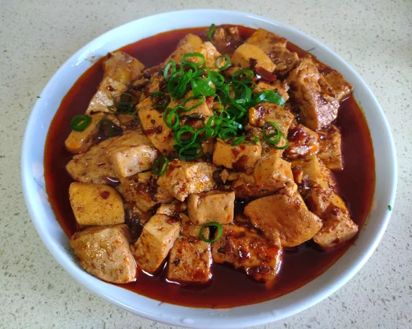 Foto del plato terminado de Tofu Mapo (Versión Lao Gan Ma)
